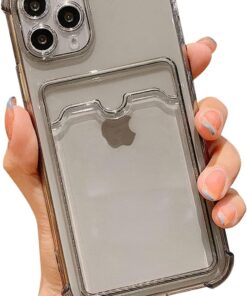 iPhone 13 Pro Max uyumlu Köşeleri Darbe Emici Kamera Koruyuculu Kartlık Silikon Kılıf - Transparan Siyah (iPhone 13 Pro Max)