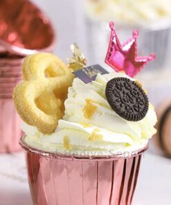 Hediye Sepeti 25'li Rose Gold Parlak Pembe Muffin Kek Kalıbı, Kek Kapsülü Cupcake Kalıbı, Airfryer Uyumlu