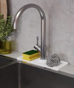 HOME Musluk Matı Elastik Silikon Mutfak Ve Banyo İçin Lavobo Su Tutucu Musluk Ve Batarya Matı, Beyaz