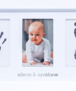 Yenidoğan Bebek El ve Ayak İzi Fotoğraf Çerçevesi Seti - Mürekkepsiz Baskı Kiti ile Birlikte