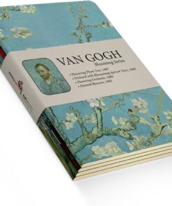 Blooming Series - A6, Van Gogh 4'lü Defter Seti II, Çizgisiz, Toplam 192 Sayfa, Her biri 48 Sayfa, Tel Dikiş, Esnek Kapak, Oval Kenar, Tuval Doku, 60 gram, Sarı Krem Renk