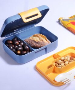 Design Kendinden Kaşıklı 5 Bölmeli 2 Katlı Beslenme Kutusu (Gri)