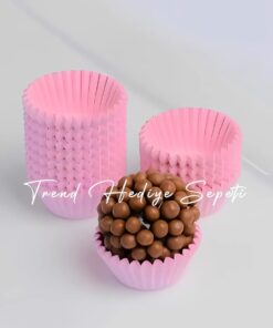 200 Adet Mini Boy Pembe Truff Çikolata Kağıdı, Lokum Kağıdı, Muffin Kek Kalıbı 30x20 Mm Doğum Günü Parti Dekorasyonu için