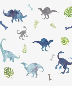 Suluboya Dinozor Soyulabilir ve Yapıştırmalı Duvar Çıkartmaları