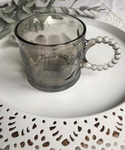 Kupa Bardak, Modern Cam Fincan, Kahve ve Çay Kupası, Sunum Fincanı, İçecek Bardağı (Füme Gri)