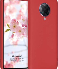 Matte Silicone Xiaomi Redmi K30 Pro için Kılıf Kırmızı [Redmi K30 Pro ile Uyumlu Kılıf - Kırmızı]