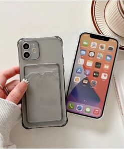iphone 13 Uyumlu Lüx Kartlıklı Şeffaf Telefon Kılıf (Siyah)