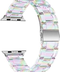 Apple Watch Series 9 45mm için Kordon Stainless Transparent Clear Çok Renkli [Watch Series 9 45mm ile Uyumlu Kordon - Çok Renkli]