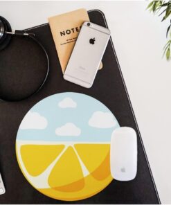 Limon Desenli Yuvarlak Mousepad - Mouse Pad - Fare Altlığı
