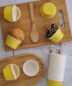 Hediye Sepeti 50'li Sarı Muffin Kek Kalıbı, Kek Kapsülü Cupcake Kalıbı, Airfryer Uyumlu