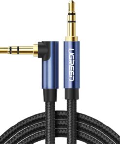 90 Derece L Tipi 3.5 mm Aux Ses Kablosu Mavi 1 Metre