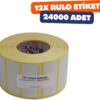 Termal Etiket 50mm x 20mm Ruloda 2000 Adet Toplam 24000 Adet 12 Rulo 40mm Kuka Çapında Direk Termal Transfer Etiketi