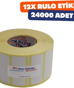 Termal Etiket 50mm x 20mm Ruloda 2000 Adet Toplam 24000 Adet 12 Rulo 40mm Kuka Çapında Direk Termal Transfer Etiketi
