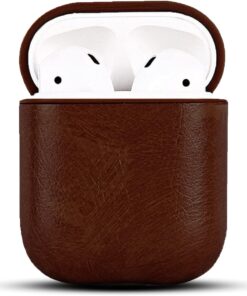 Apple Airpods 1/2 uyumlu Deri Kılıf (Koyu Kahve)