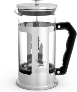 Preziosa kahve presi, kahve veya çay için French Press filtre, paslanmaz çelik gövde ve borosilikat cam kap, bulaşık makinesinde yıkanabilir, 350 ml, 3 fincan için