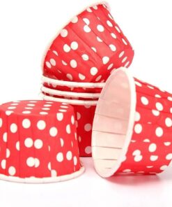 Hediye Sepeti 50'li Kırmızı Puantiyeli Muffin Kek Kalıbı, Kek Kapsülü Cupcake Kalıbı, Airfryer Uyumlu