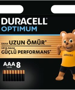Optimum AAA İnce Kalem Pil (8’li Paket) - Alkalin Pil 1,5V - Pil Saklama Paketi - LR03 MX2400