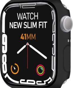 LABS Apple Watch 8/7 Uyumlu New Slim Fit Kılıf 41mm, Ekran Koruyuculu Akıllı Saat Kılıfı (Siyah)