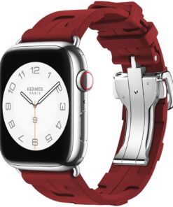 Apple İle Uyumlu Watch 38mm/40mm Spor Görünümlü KRD-94 Silikon Kordon Koyu Kırmızı