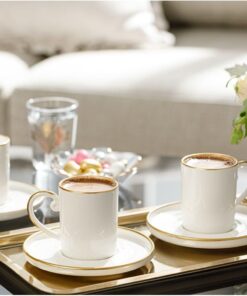 Home Marella Porselen 12 Parça 6 Kişilik Kahve Fincan Takımı 85 Ml Gold