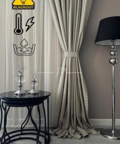 %100 Karartma Blackout Sıvama Keten Ultrasonik Kesim Fon Perde 2 Renk Seçeneği 250 X 270 Açık Bej