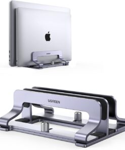 Masa için Dikey Dizüstü Bilgisayar Standı Çift Yuvalı Dizüstü Bilgisayar Standı Tutucu Ayarlanabilir Dock Alüminyum Masaüstü Standı MacBook Air Pro, Microsoft Surface Laptop 4, LG Gram 17 ile