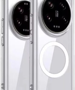 Xiaomi Mi 14 Ultra ile uyumlu Kılıf Wireless Şarj Özellikli Magsafe ile uyumlu Nitro Anti Shock Transparan Köşeler Airbag Korumalı Ultra Kalın Şeffaf Kılıf (Şeffaf, Xiaomi Mi 14 Ultra)