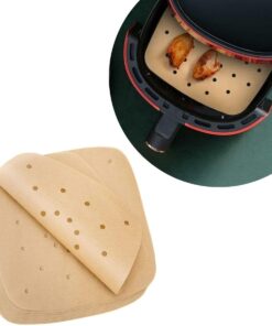 100 Adet Air Fryer Pişirme Kağıdı Tek Kullanımlık Hava Fritöz Yağ Geçirmez Yapışmaz Gıda Pişirme Kağıdı Delikli Kare Model