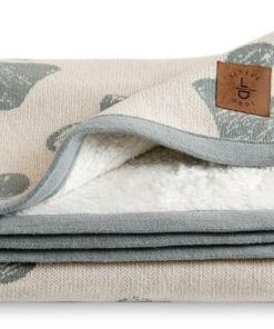 100 Organik Pamuk Örme Peluş Sherpa Katmanlı Bebek Battaniyesi 76,2 cm x 96,5 cm Nane – Rahat ve Sıcak Yenidoğan Temelleri - Çocuk Odası, Beşik, Bebek Arabası Alma Battaniyesi için Yumuşak Kundak