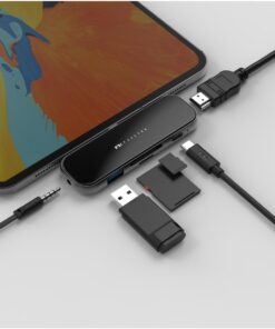 Type-C Adaptör USB Çoğaltıcı Çoklayıcı HDMI Dönüştürücü MacBooklara iPhone 15 iPad Pro Android Cihazlara Uyumlu Siyah