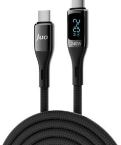 240W Dijital Led Ekranlı E-Mark Çipli PD 3.1 USB Type-C to Type-C Hızlı Şarj ve Data Kablosu 2 Metre