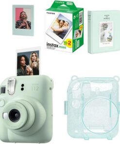 Instax Mini 12 Fotoğraf Makinesi-20li Film-Simli Pleksi Kılıf-64lü Albüm ve Mıknatıslı Çerçeve Set 1