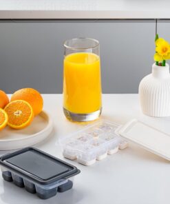 16015 2 Adet Mini Yapışmaz Silikon Bas Çıkar Buz Kalıbı- Silikon Buz Kalıbı Antrasit Beyaz