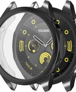 Huawei Watch GT5 46mm Kılıf 360 Full Round Soft Silicone Siyah [Watch GT5 46mm ile Uyumlu Kılıf - Siyah]