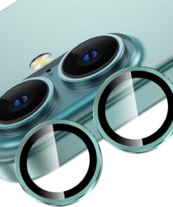 Trend iPhone 16 ve iPhone 16 Plus Uyumlu Kamera Camı Lens Koruyucu Halka Set - Yeşil