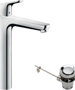Musluk Focus (musluk yüksekliği 230 mm ve çekme çubuklu gider garnitürü) krom