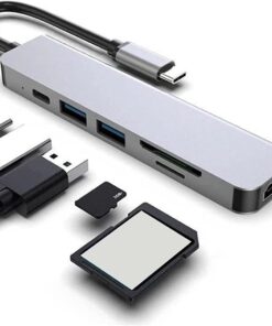 Macbook Pro Huawei Dell ile Uyumlu Type C to 4K HDMI + USB 3.0 + SD/tf + PD + Type-C, Taşınabilir 7in1 Adaptör