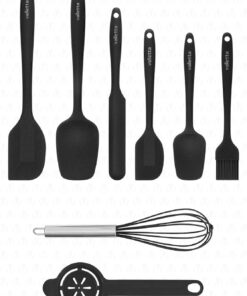 Drongo Isıya Dayanıklı Yanmaz Yapışmaz Silikon Spatula Seti 8 Parça Siyah