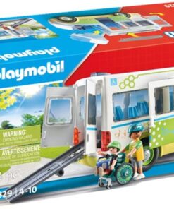 City Life 71329 Okul Otobüsü, Sürgülü Kapılı Büyük Okul Otobüsü, Tekerlekli Sandalye İçin Katlanabilir Rampa ve 5 Figür İçin Yer, 4 Yaşından Büyük Çocuklar İçin Oyuncak