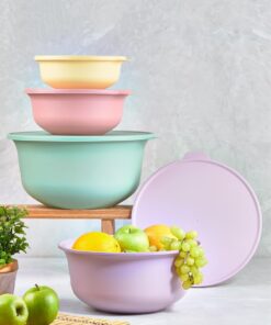Vienev Çok Renkli Tupy Kapaklı Kase 4Lü Set