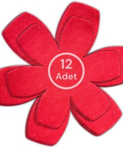 12'li Set Tava Tencere Koruyucu ve Düzenleyici Keçesi Kırmızı
