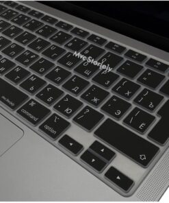 Rusça Klavye Macbook Air M1 Kılıfı (TouchID'li Air) A2179 A2337 ile Uyumlu Koruyucu Siyah
