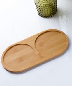 Diyarı Bambu Doğal 2 Bölmeli Yağdanlık Altlığı 20x10 Cm BAMBU