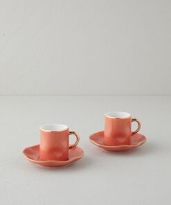 Home Rolly New Bone China 4 Parça 2 Kişilik Kahve Fincan Takımı Terracotta