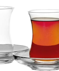 Üsküdar 6'lı Çay Bardak Seti | Özel Hediye Kutusunda | 6 adet Bardak + 6 Adet Tabak | Bardak Kapasitesi 120 CC