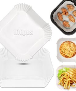 Home Beyaz Airfryer Pişirme Kağıdı, Fritöz Yağlı Kağıdı, Yanmaz Kağıt 100 Adet (Kare) (100)