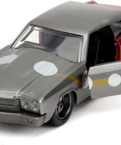 253223019, Marvel Thor Figürü & 1970 Chevy Chevelle SS Model Aracı, Die-Cast (Metal), Serbest Tekerlek, Açılabilen Kapılar, Thor Figürü, 1:32, 13.5 cm
