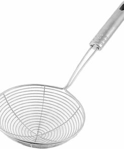 Metal Kevgir, 14-16 cm Çap, Uzun Saplı, Mutfak Süzgeci, Gümüş (16 cm)