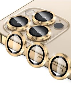 Apple İPhone 14 Pro Max ile uyumlu Kamera Koruyucu Lens (Gold)