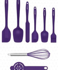 Drongo Isıya Dayanıklı Yanmaz Yapışmaz Silikon Spatula Seti 8 Parça Mor
